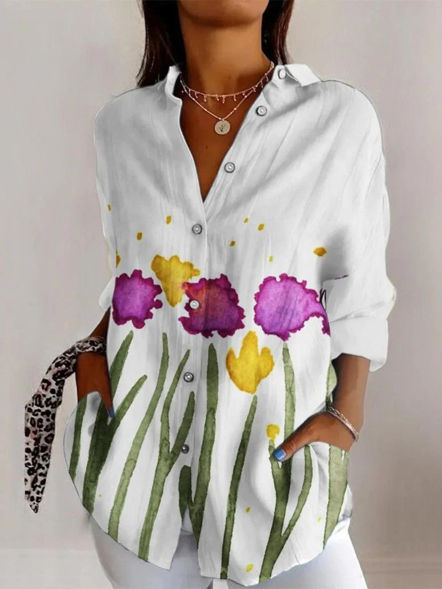 Elegante Blouse met Bloemenprint en V-hals