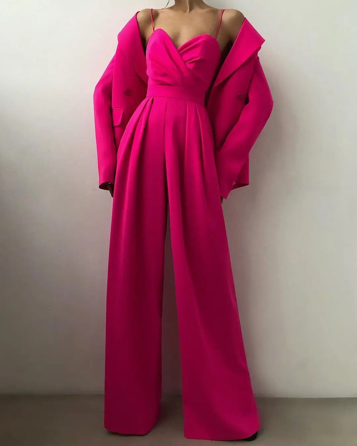 Penelope – Mouwloze Jumpsuit met Hoge Taille en Wijde Pijpen Dames
