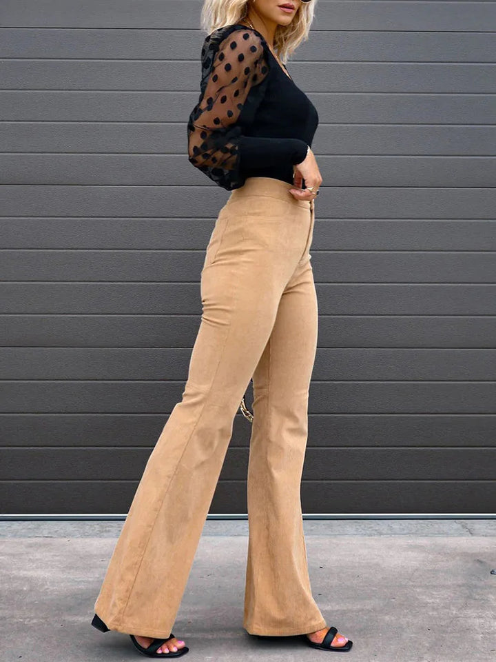 VelvetFlare – Trendy Corduroy Flare Broek Dames