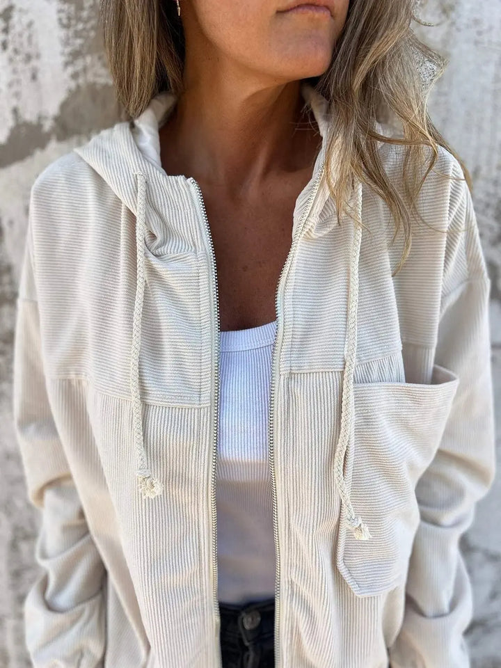 Nora – Casual Corduroy Jas met Capuchon