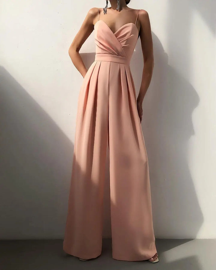 Penelope – Mouwloze Jumpsuit met Hoge Taille en Wijde Pijpen Dames