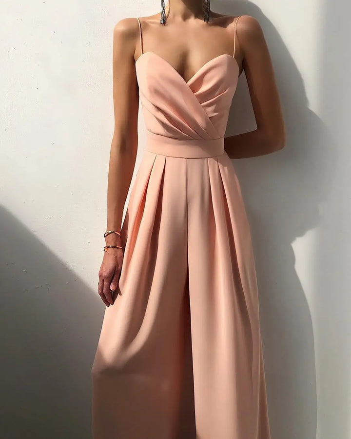 Penelope – Mouwloze Jumpsuit met Hoge Taille en Wijde Pijpen Dames