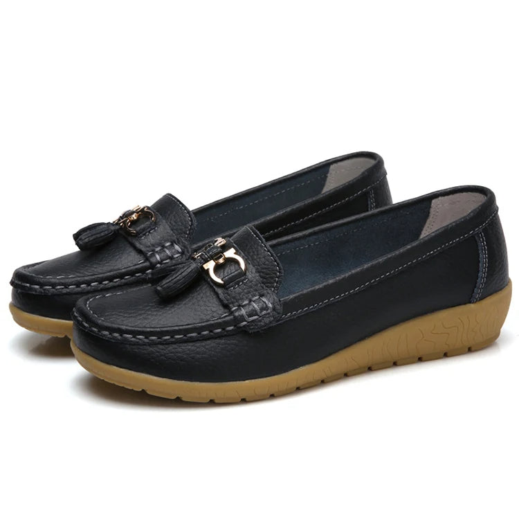 Alinne – Leren Ballerina Schoenen Dames