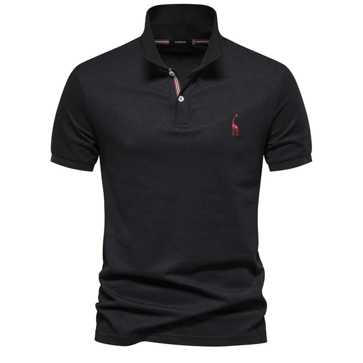 Caleb – Luxe Katoenen Polo met Hertenborduursel