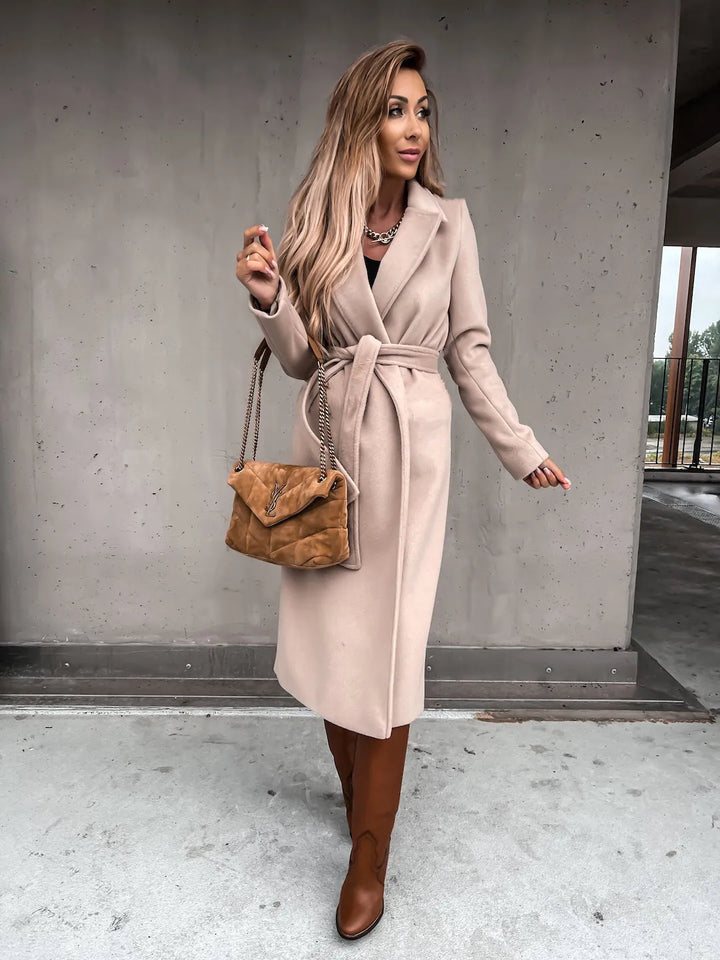 Kinsley – Stijlvolle Wolmix Damesjas met Ceintuur
