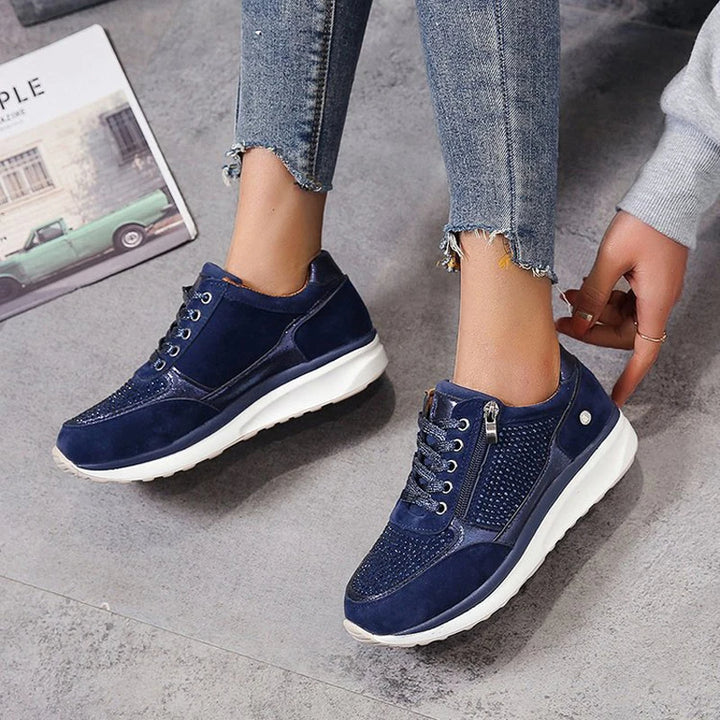 Celina - Dames sneakers met kristalaccenten en plateauzool