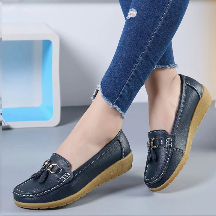 Alinne – Leren Ballerina Schoenen Dames