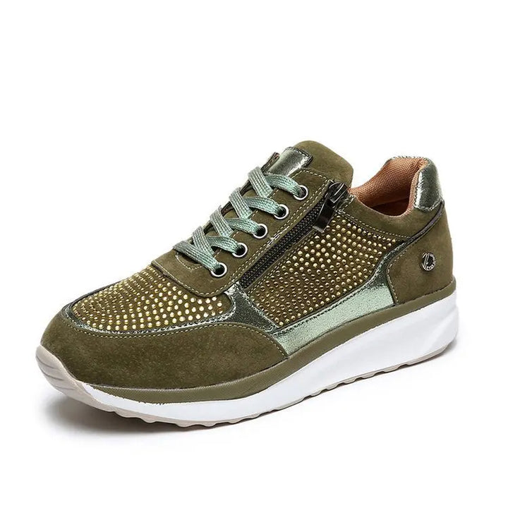 Celina - Dames sneakers met kristalaccenten en plateauzool