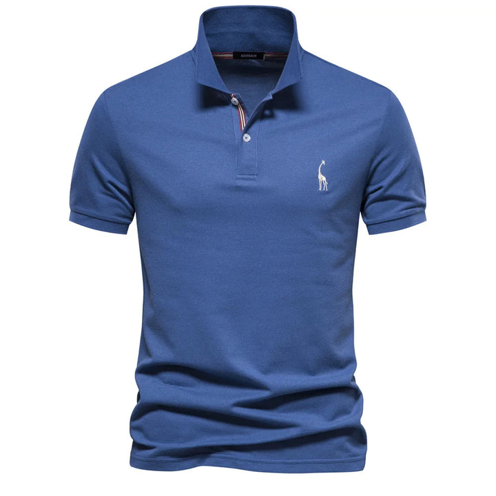 Caleb – Luxe Katoenen Polo met Hertenborduursel