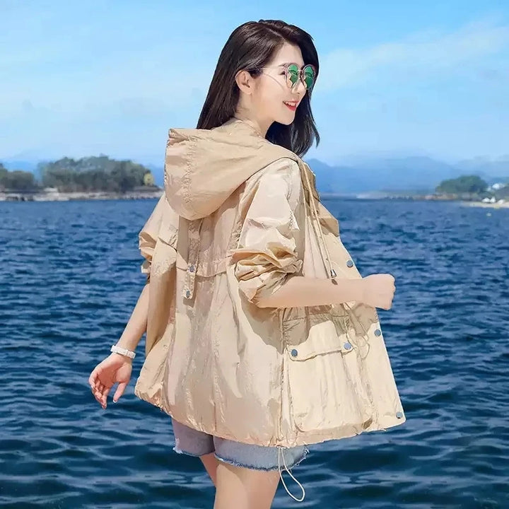 Fien - Lichte zomer windbreaker met capuchon