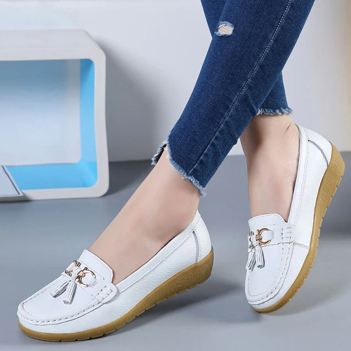 Alinne – Leren Ballerina Schoenen Dames