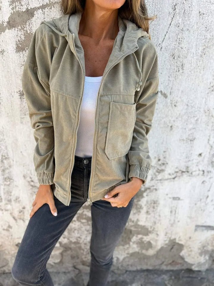 Nora – Casual Corduroy Jas met Capuchon