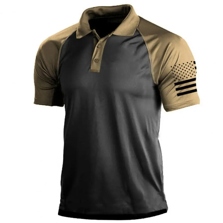 Thorne – Heren Sport T-shirt met Kraag en Vlagpatchwork