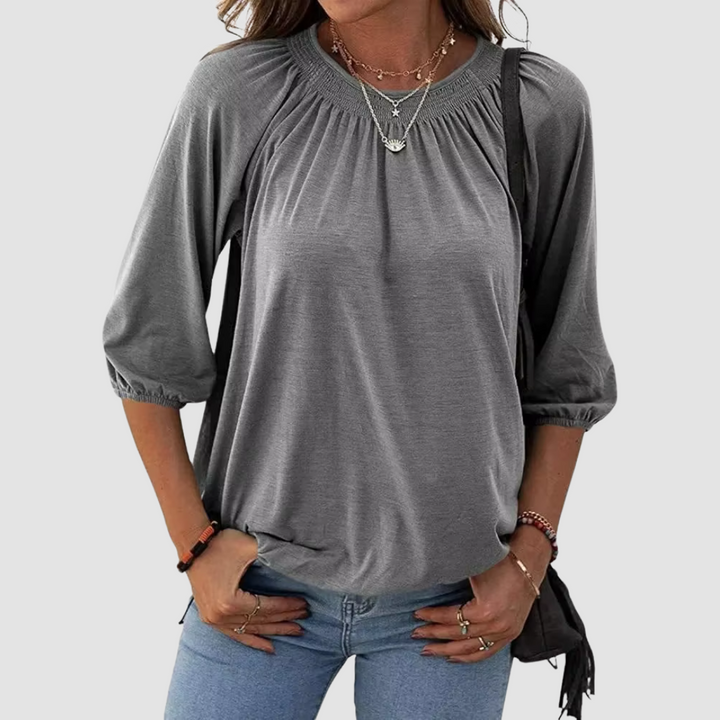 Zoya – Loose-Fit Dames Top met Halve Mouwen