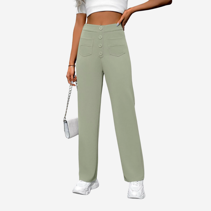 Liva – Rechte Broek met Hoge Taille Dames (kopie)