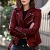 Rhéa - Vintage Leren Biker Jas voor Dames