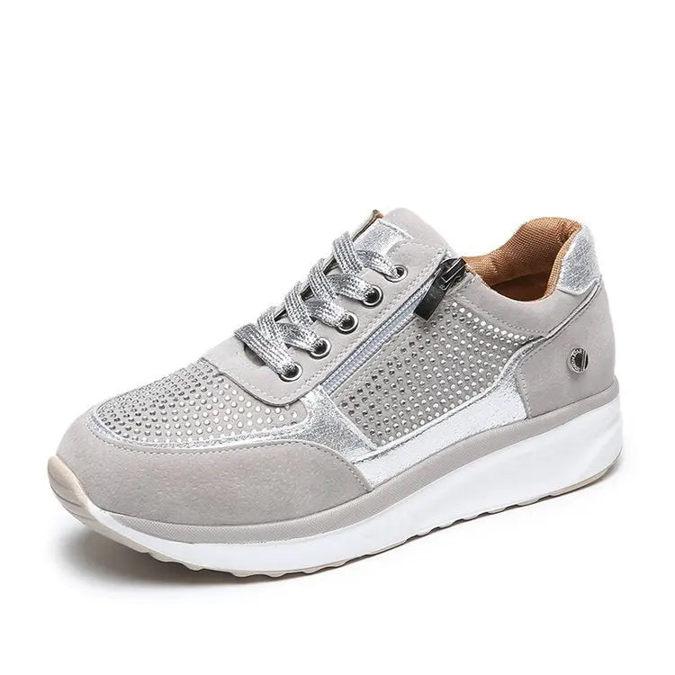 Celina - Dames sneakers met kristalaccenten en plateauzool