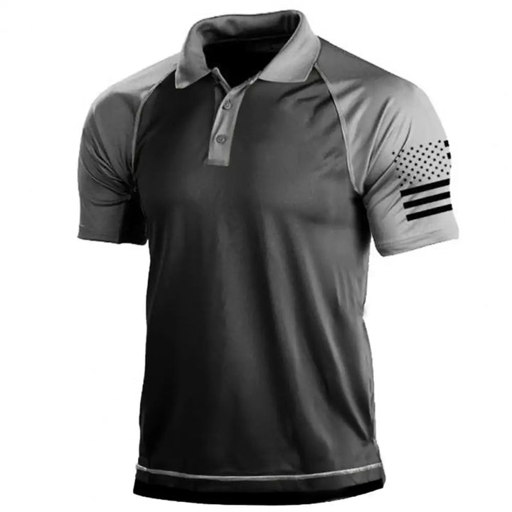 Thorne – Heren Sport T-shirt met Kraag en Vlagpatchwork