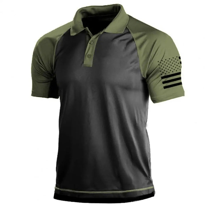 Thorne – Heren Sport T-shirt met Kraag en Vlagpatchwork