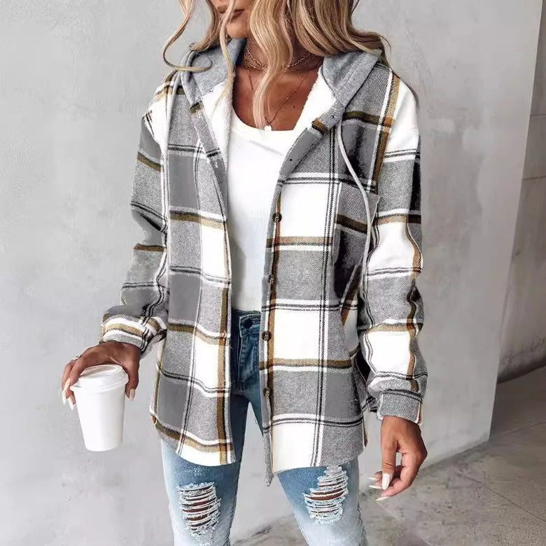 Emily – Geruite Hooded Jas voor Dames