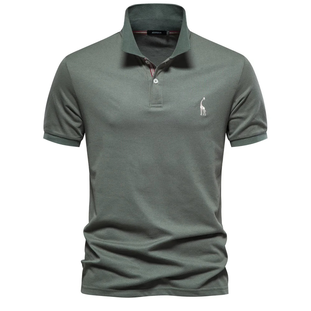 Caleb – Luxe Katoenen Polo met Hertenborduursel