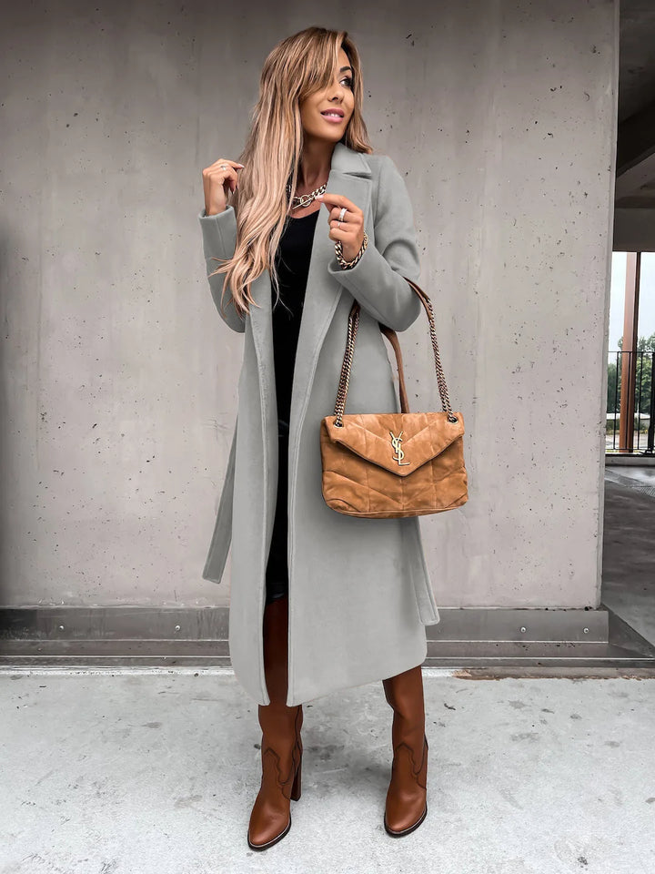 Kinsley – Stijlvolle Wolmix Damesjas met Ceintuur