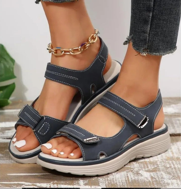 GlideStep – Lichte Leren Wedge Sandalen Dames