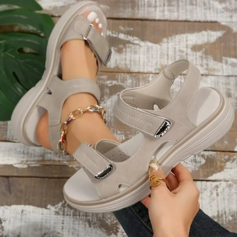 GlideStep – Lichte Leren Wedge Sandalen Dames