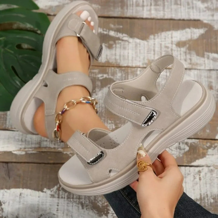 GlideStep – Lichte Leren Wedge Sandalen Dames