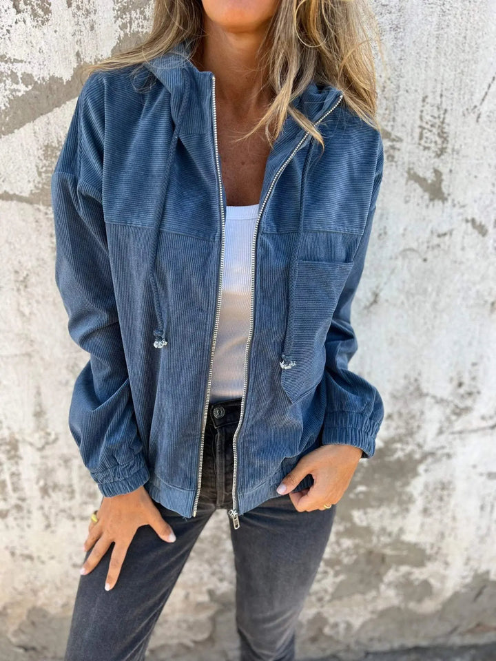 Nora – Casual Corduroy Jas met Capuchon