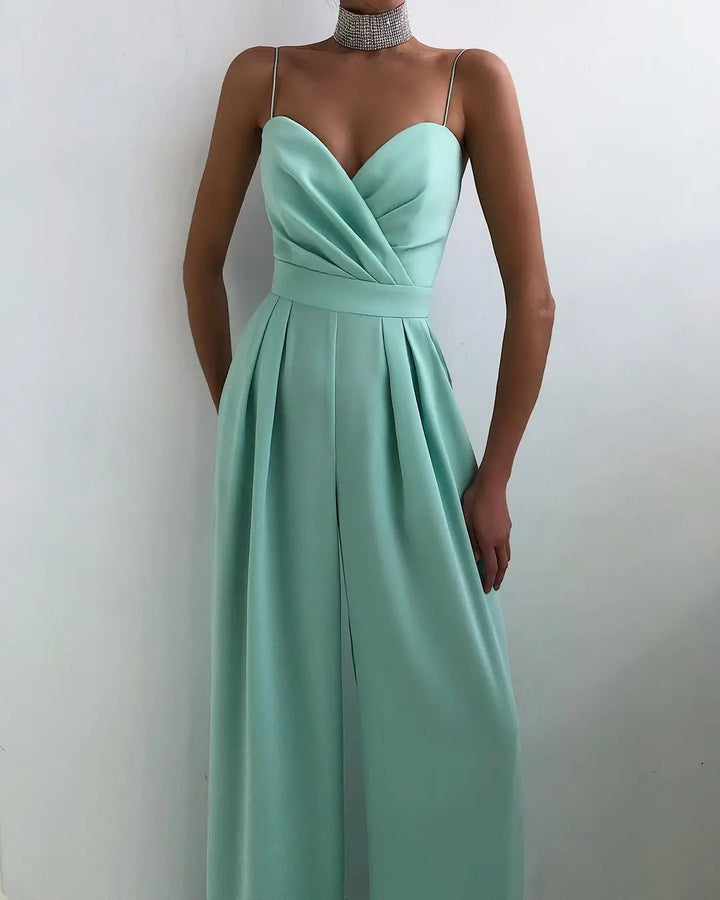 Penelope – Mouwloze Jumpsuit met Hoge Taille en Wijde Pijpen Dames