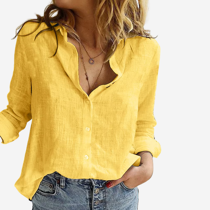 FEMKE – Damesblouse van Linnenblend