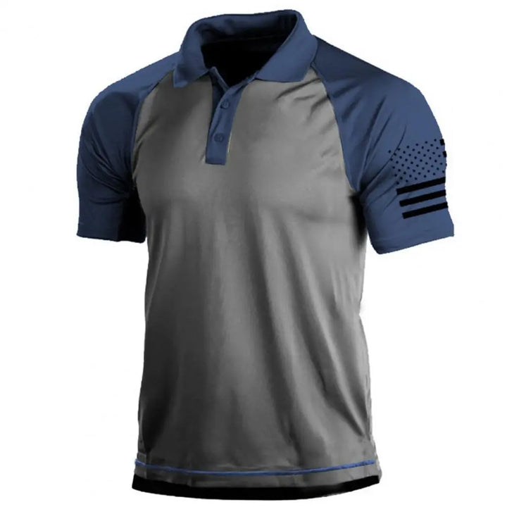 Thorne – Heren Sport T-shirt met Kraag en Vlagpatchwork