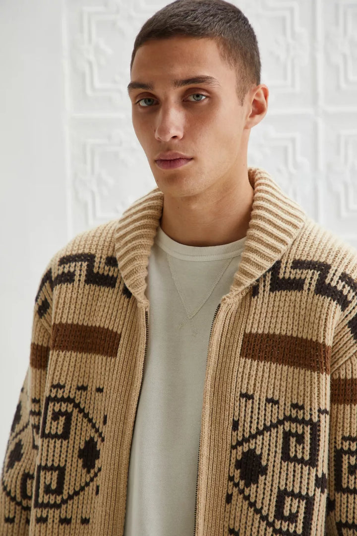 Andres – Vintage Jacquard Gebreide Herenvest met Rits