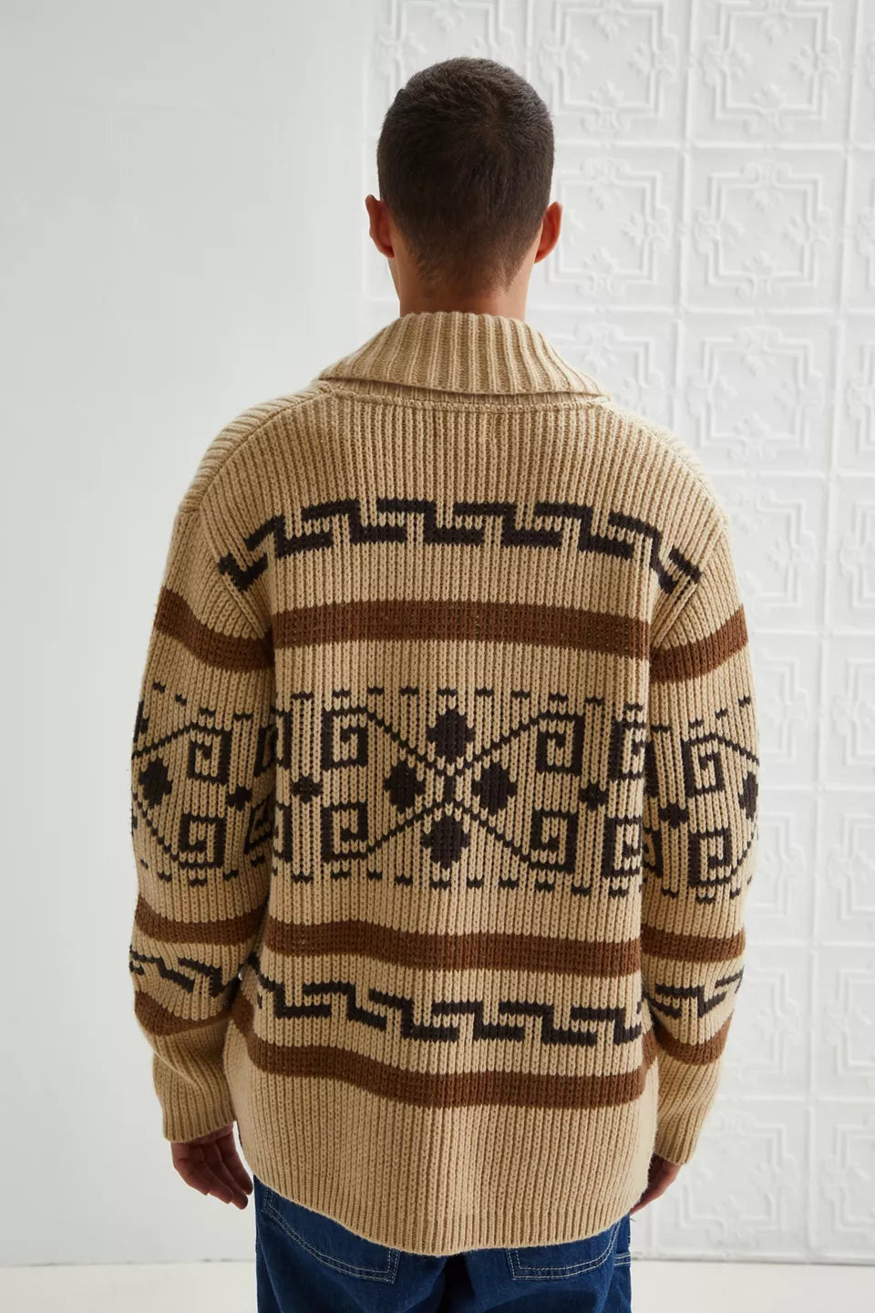 Andres – Vintage Jacquard Gebreide Herenvest met Rits