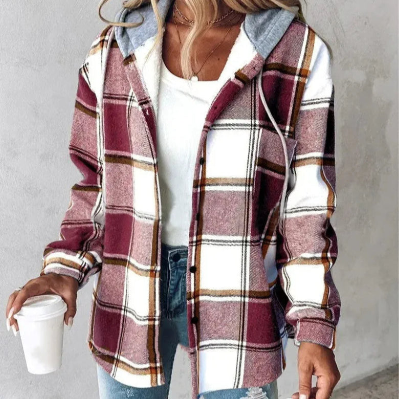 Emily – Geruite Hooded Jas voor Dames