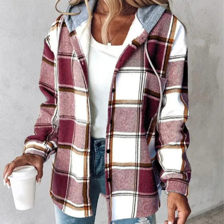 Emily – Geruite Hooded Jas voor Dames