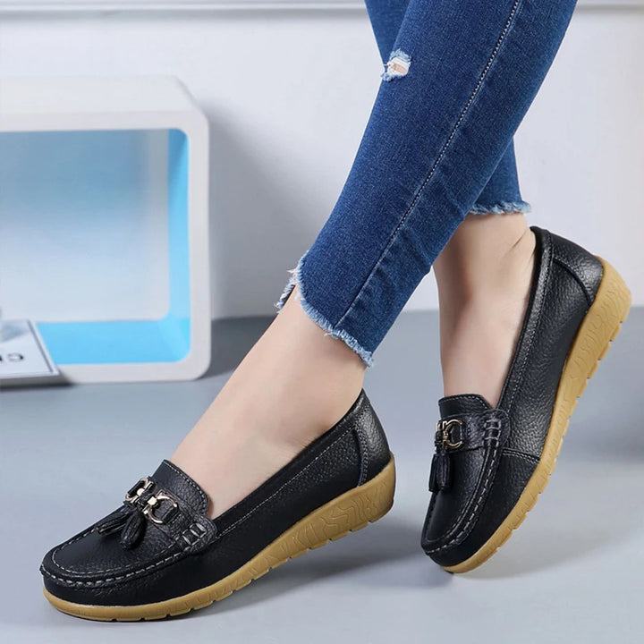 Alinne – Leren Ballerina Schoenen Dames
