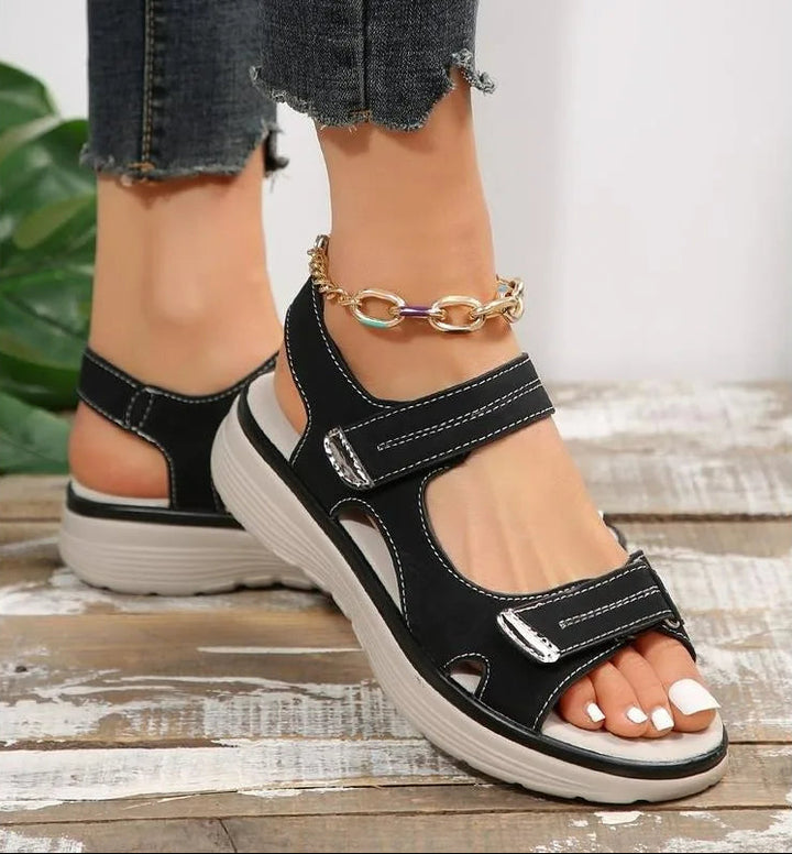 GlideStep – Lichte Leren Wedge Sandalen Dames