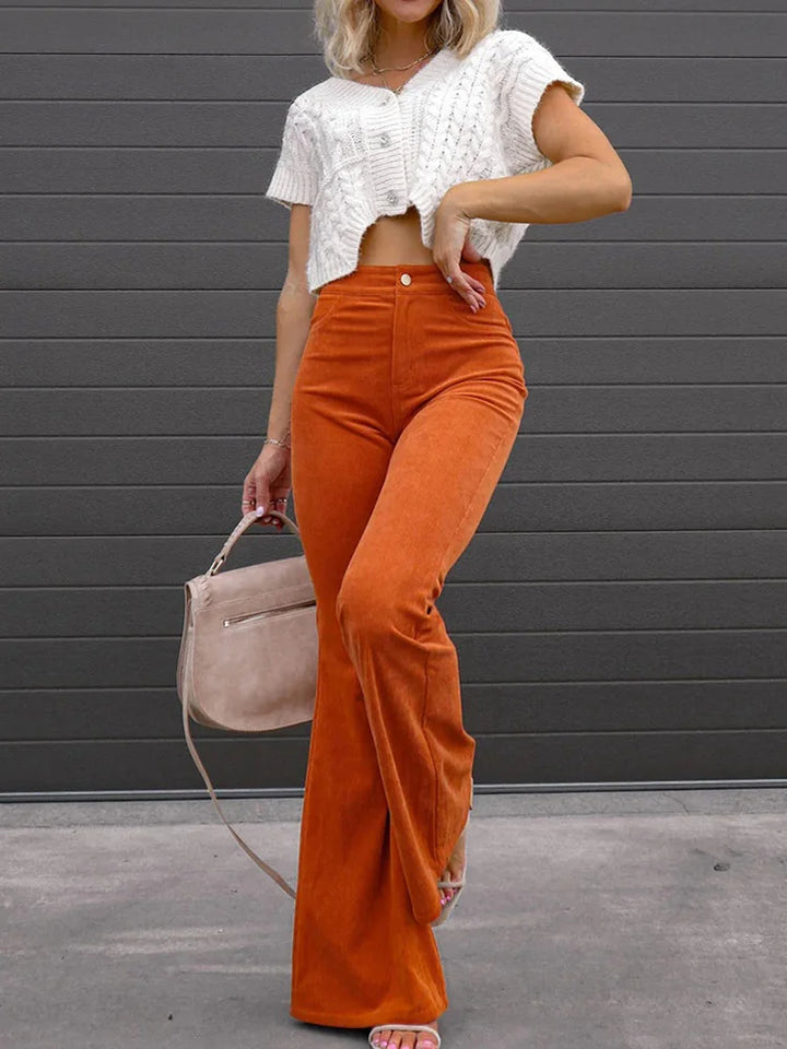 VelvetFlare – Trendy Corduroy Flare Broek Dames