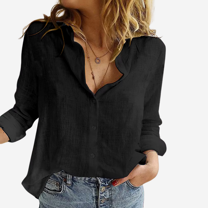 FEMKE – Damesblouse van Linnenblend