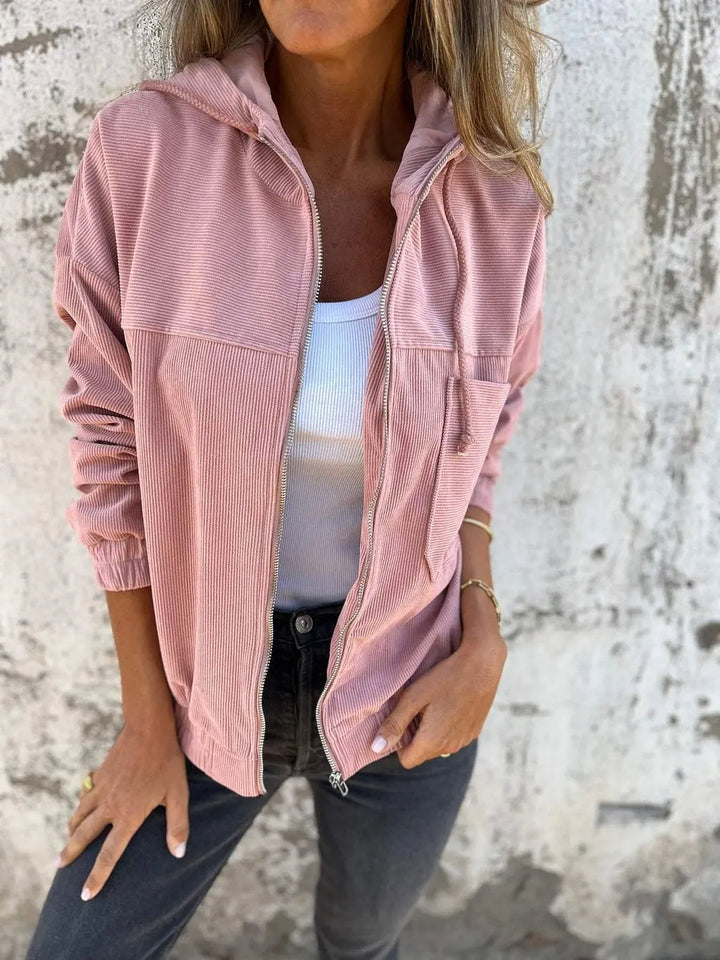 Nora – Casual Corduroy Jas met Capuchon