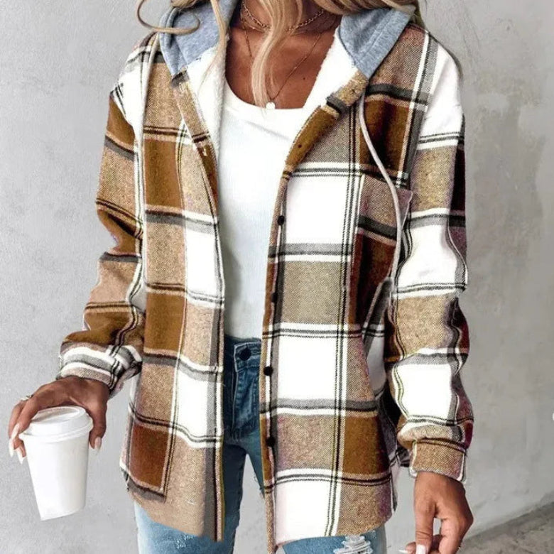 Emily – Geruite Hooded Jas voor Dames
