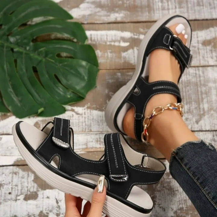 GlideStep – Lichte Leren Wedge Sandalen Dames