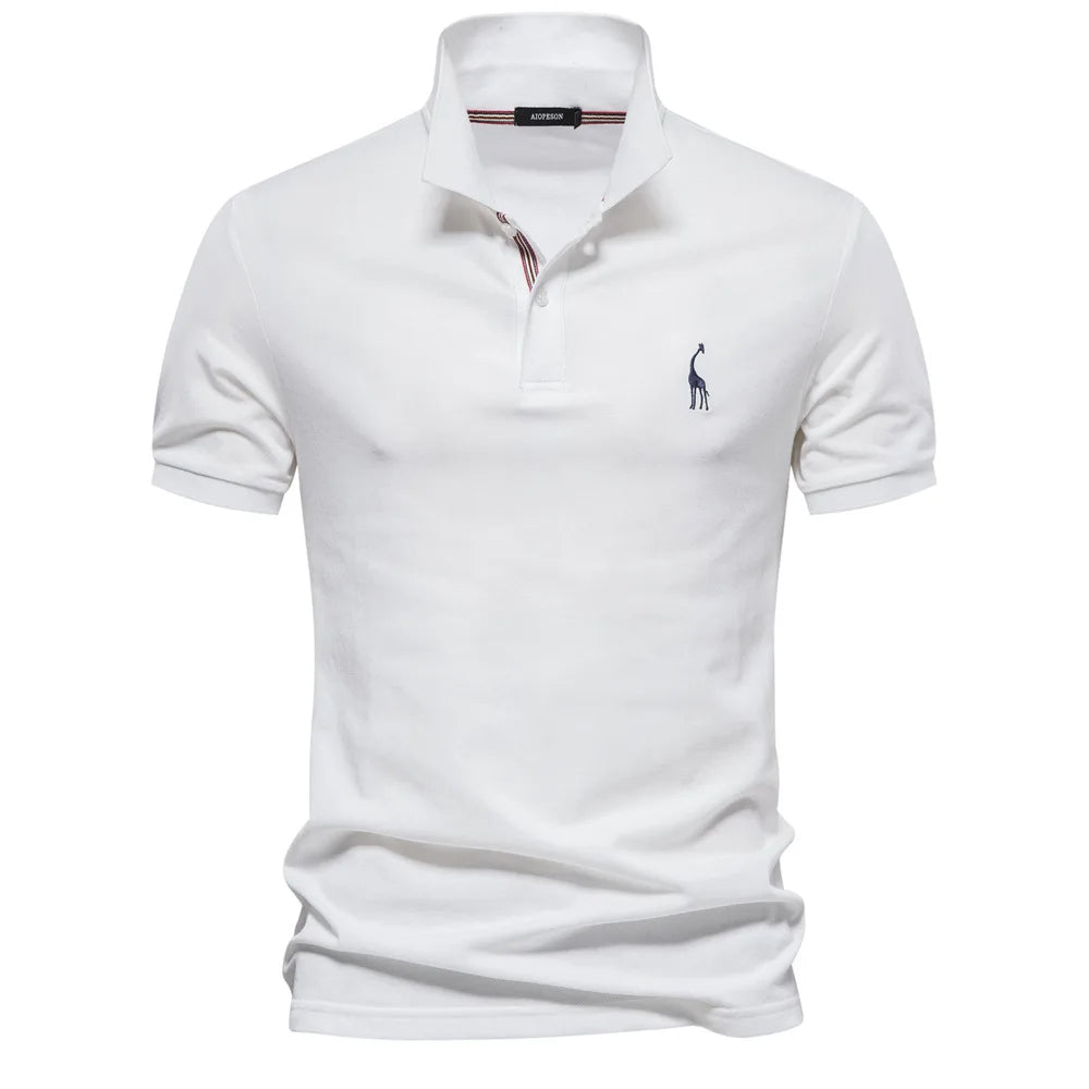 Caleb – Luxe Katoenen Polo met Hertenborduursel