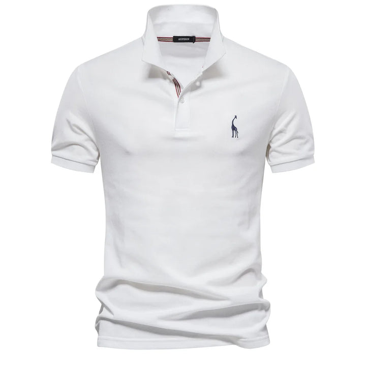Caleb – Luxe Katoenen Polo met Hertenborduursel
