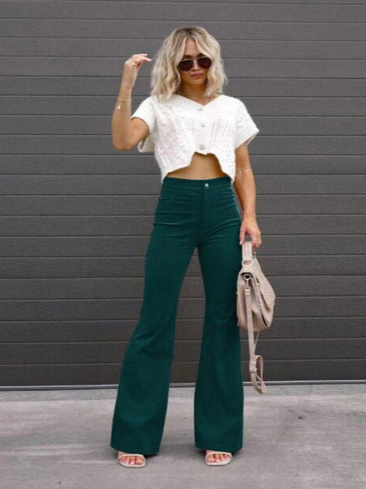 VelvetFlare – Trendy Corduroy Flare Broek Dames