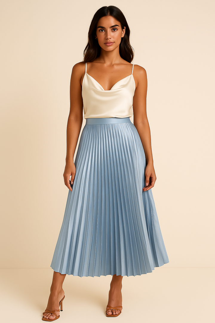 Elva – Satijnen Plissérok Hoge Taille