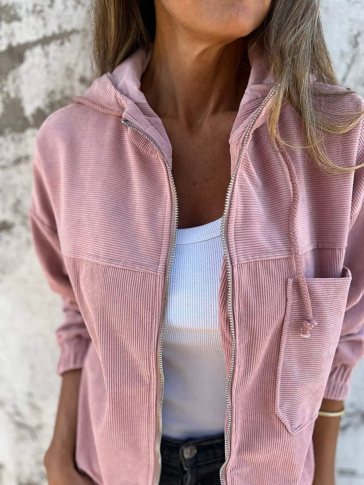 Nora – Casual Corduroy Jas met Capuchon