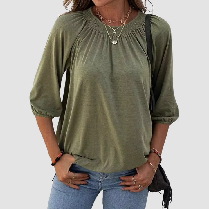 Zoya – Loose-Fit Dames Top met Halve Mouwen